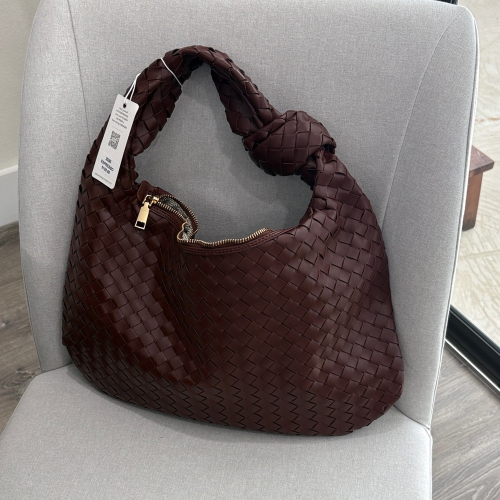 Urban Expressions Woven Hobo Bag in Dark Brown